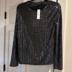 WHBM black long sleeve shirt size Large